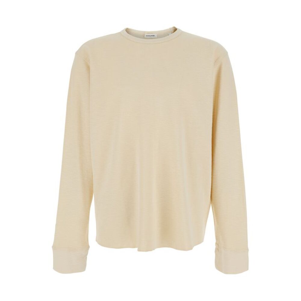Sunflower Men Beige Crew Neck T-Shirt With Long Sleeves In Cotton For Men